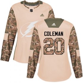 Cheap Adidas Lightning #20 Blake Coleman Camo Authentic 2017 Veterans Day Women\'s Stitched NHL Jersey