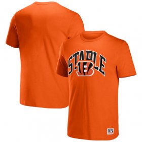 Wholesale Cheap Men\'s Cincinnati Bengals x Staple Orange Logo Lockup T-Shirt