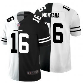 Cheap San Francisco 49ers #16 Joe Montana Men\'s Black V White Peace Split Nike Vapor Untouchable Limited NFL Jersey