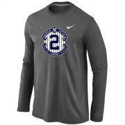Wholesale Cheap Nike New York Yankees #2 Derek Jeter Official Final Season Commemorative Logo Long Sleeves T-Shirt Dark Grey