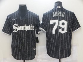 Wholesale Cheap Men\'s Chicago White Sox #79 Jose Abreu Black 2021 City Connect Stitched MLB Cool Base Nike Jersey