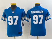 Cheap Youth Detroit Lions #97 Aidan Hutchinson Limited Blue 2024 FUSE Vapor Jersey