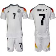 Cheap Men's Germany #7 Kai Havertz White 2024-25 Home Soccer Jersey Suit
