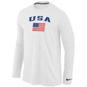 Wholesale Cheap USA Olympics USA Flag Collection Locker Room Long Sleeve T-Shirt White