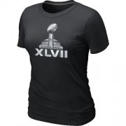Wholesale Cheap Women's NFL Super Bowl XLVII Logo T-Shirt Black
