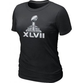 Wholesale Cheap Women\'s NFL Super Bowl XLVII Logo T-Shirt Black
