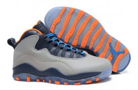 Wholesale Cheap Air Jordan 10 Bobcats Shoes Wolf Grey/Dark Powder Blue-New Slate-Atomic Orange