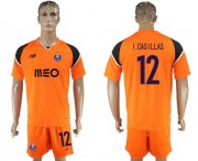 Wholesale Cheap Oporto #12 I.Casillas Orange Goalkeeper Soccer Club Jersey