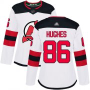 Wholesale Cheap Adidas Devils #86 Jack Hughes White Road Authentic Women's Stitched NHL Jersey