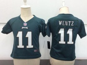 Wholesale Cheap Toddler Nike Eagles #11 Carson Wentz Green Team Color Stitched NFL Elite Jersey