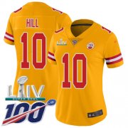 Wholesale Cheap Nike Chiefs #10 Tyreek Hill Gold Super Bowl LIV 2020 Women's Stitched NFL Limited Inverted Legend 100th Season Jersey
