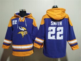 Wholesale Cheap Men\'s Minnesota Vikings #22 Harrison Smith Purple Yellow Ageless Must-Have Lace-Up Pullover Hoodie