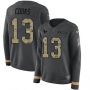 Wholesale Cheap Nike Texans #13 Brandin Cooks Anthracite Salute to Service Women's Stitched NFL Limited Therma Long Sleeve Jersey