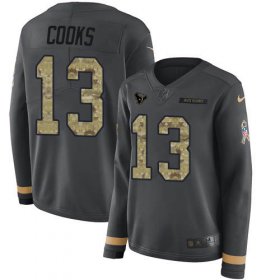 Wholesale Cheap Nike Texans #13 Brandin Cooks Anthracite Salute to Service Women\'s Stitched NFL Limited Therma Long Sleeve Jersey