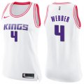 Wholesale Cheap Women's Sacramento Kings #4 Chris Webber White Pink NBA Swingman Fashion Jersey