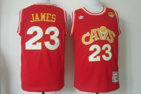 Wholesale Cheap Men\'s Cleveland Cavaliers #23 LeBron James 2016 The NBA Finals Patch CavFanatic Red Hardwood Classics Soul Swingman Throwback Jersey
