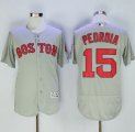 Wholesale Cheap Red Sox #15 Dustin Pedroia Grey Flexbase Authentic Collection Name On Back Stitched MLB Jersey