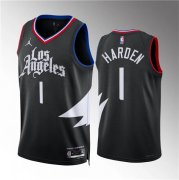 Men's Los Angeles Clippers #1 James Harden Black Statement Edition Stitched Jersey