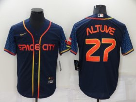Wholesale Cheap Men\'s Houston Astros #27 Jose Altuve 2022 Navy City Connect Cool Base Stitched Jersey