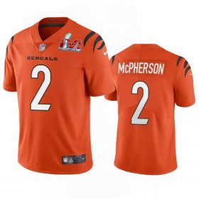 Wholesale Cheap Men\'s Cincinnati Bengals #2 Evan McPherson 2022 Orange Super Bowl LVI Vapor Limited Stitched Jersey