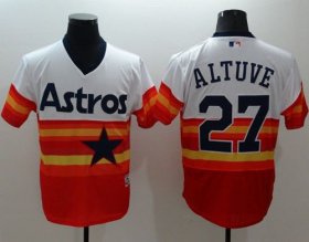 Wholesale Cheap Astros #27 Jose Altuve White/Orange Flexbase Authentic Collection Cooperstown Stitched MLB Jersey