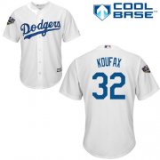 Wholesale Cheap Dodgers #32 Sandy Koufax White Cool Base 2018 World Series Stitched Youth MLB Jersey
