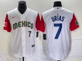 Wholesale Cheap Men's Mexico Baseball #7 Julio Urias Number 2023 White Red World Classic Stitched Jersey5