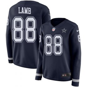 Wholesale Cheap Nike Cowboys #88 CeeDee Lamb Navy Blue Team Color Women\'s Stitched NFL Limited Therma Long Sleeve Jersey