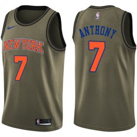Wholesale Cheap Nike New York Knicks #7 Carmelo Anthony Green Salute to Service NBA Swingman Jersey