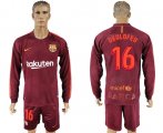 Wholesale Cheap Barcelona #16 Deulofeu Sec Away Long Sleeves Soccer Club Jersey