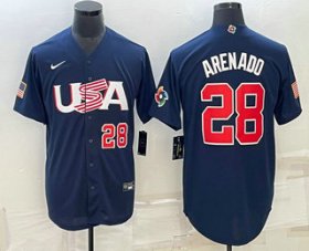Cheap Men\'s USA Baseball #28 Nolan Arenado Number 2023 Navy World Baseball Classic Stitched Jersey