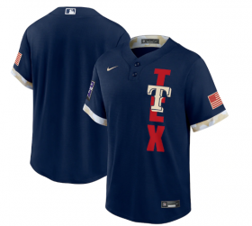 Wholesale Cheap Men\'s Texas Rangers Blank 2021 Navy All-Star Cool Base Stitched MLB Jersey