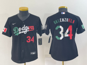 Wholesale Cheap Youth Los Angeles Dodgers #34 Toro Valenzuela Mexico Number Black Cool Base Stitched Baseball Jersey