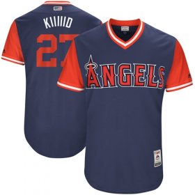 Wholesale Cheap Angels of Anaheim #27 Mike Trout Navy \"Kiiiiid\" Players Weekend Authentic Stitched MLB Jersey