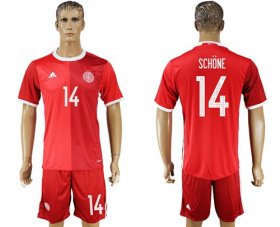 Wholesale Cheap Danmark #14 Schone Red Home Soccer Country Jersey