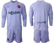 Wholesale Cheap Men 2021-2022 Club Barcelona Second away purple Long Sleeve blank Soccer Jersey