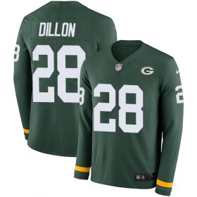Wholesale Cheap Nike Packers #28 AJ Dillon Green Team Color Men\'s Stitched NFL Limited Therma Long Sleeve Jersey