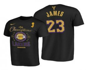 Wholesale Cheap Los Angeles Lakers #23 LeBron James 2020 NBA Finals Champions Black Locker Room T-Shirt