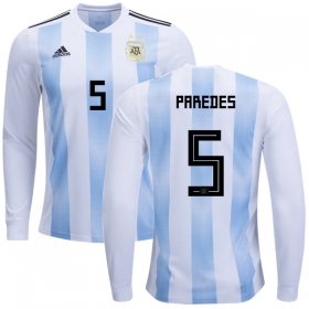Wholesale Cheap Argentina #5 Paredes Home Long Sleeves Kid Soccer Country Jersey