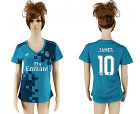 Wholesale Cheap Women\'s Real Madrid #10 James Sec Away Soccer Club Jersey