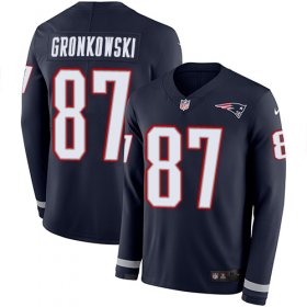 Wholesale Cheap Nike Patriots #87 Rob Gronkowski Navy Blue Team Color Men\'s Stitched NFL Limited Therma Long Sleeve Jersey