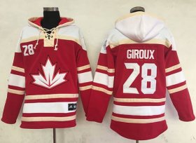 Wholesale Cheap Team CA. #28 Claude Giroux Red Sawyer Hooded Sweatshirt 2016 World Cup Stitched NHL Jersey