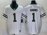 Wholesale Cheap Men's New York Jets #1 Ahmad Sauce Gardner White 2023 F.U.S.E. Vapor Limited Throwback Stitched Football Jersey