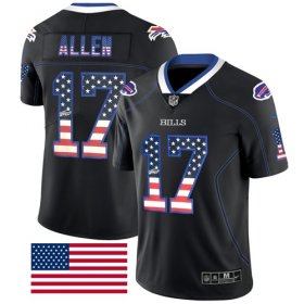 Wholesale Cheap Nike Bills #17 Josh Allen Black Men\'s Stitched NFL Limited Rush USA Flag Jersey