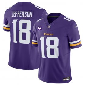 Wholesale Cheap Men\'s Minnesota Vikings #18 Justin Jefferson Purple 2023 F.U.S.E. With 1-Star C Patch Vapor Untouchable Limited Football Stitched Jersey