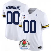 Cheap Men's Michigan Wolverines ACTIVE PLAYER Custom 2023 F.U.S.E. White Rose Bowl Patch Stitched Jersey