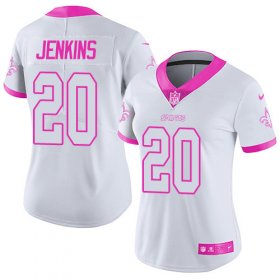 Wholesale Cheap Nike Saints #20 Janoris Jenkins White/Pink Women\'s Stitched NFL Limited Rush Fashion Jersey