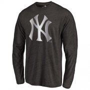 Wholesale Cheap New York Yankees Platinum Collection Long Sleeve Tri-Blend T-Shirt Black