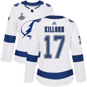 Cheap Adidas Lightning #17 Alex Killorn White Road Authentic Women\'s 2020 Stanley Cup Champions Stitched NHL Jersey