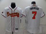 Wholesale Cheap Men's Atlanta Braves#7 Dansby Swanson 2022 White Gold World Series Champions Program Flex Base Stitched Baseball Jersey